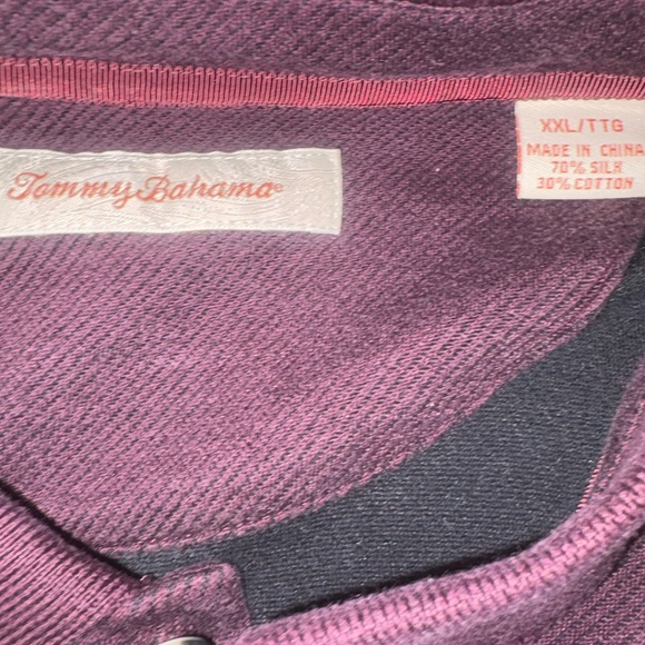 Tommy Bahama Silk Cotton Blend Burgundy Long Sleeve Polo Shirt Mens Size XXL - Picture 6 of 6